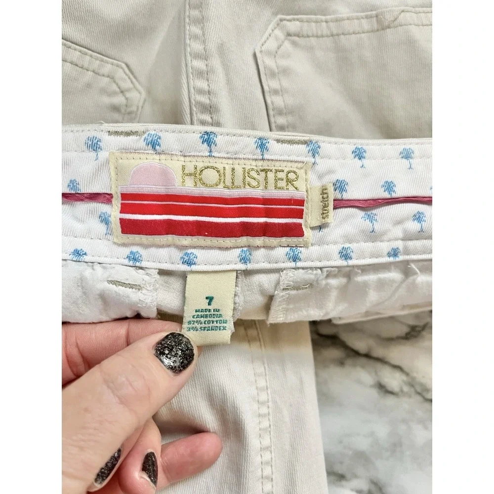 Hollister Y2K Chino Pants Women's 7‎ Low Rise Slit Pockets Coastal Wide Leg